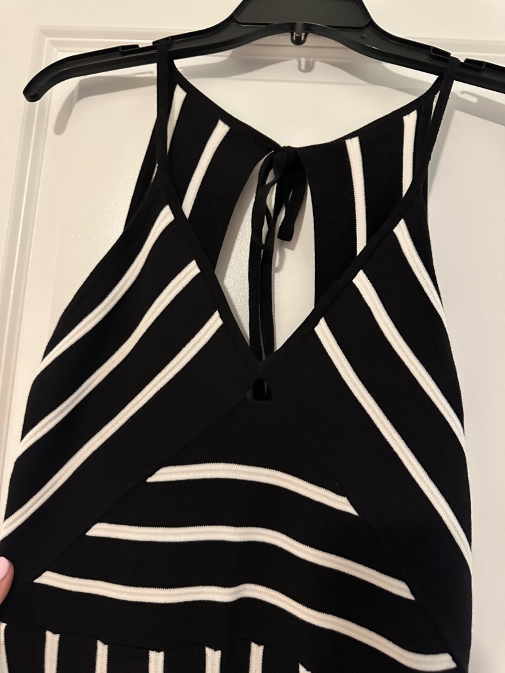 White House Black Market Halter Sweater Dress with Fringe - Picture 6 of 10